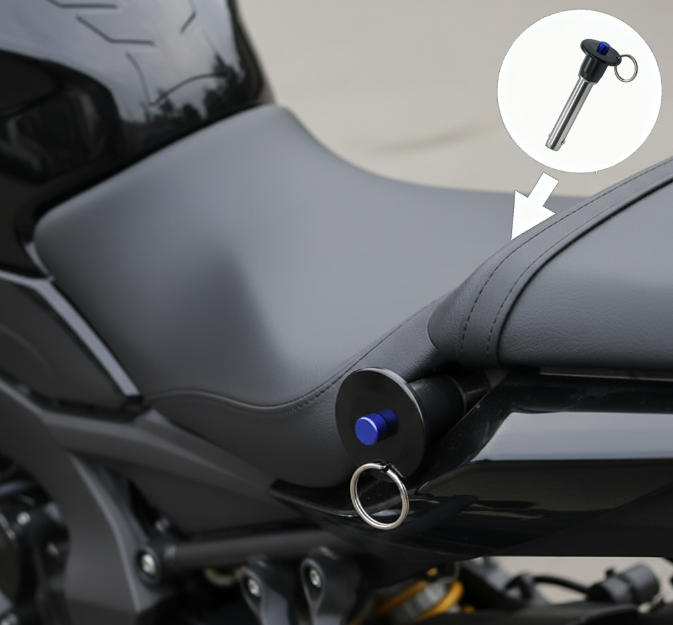 The quick-release ball joint pins allow for easy seat access and personalization, completely transforming your motorcycle's functionality. These specialized pins feature a spring-loaded ball design for a secure engagement and a corrosion-resistant construction.